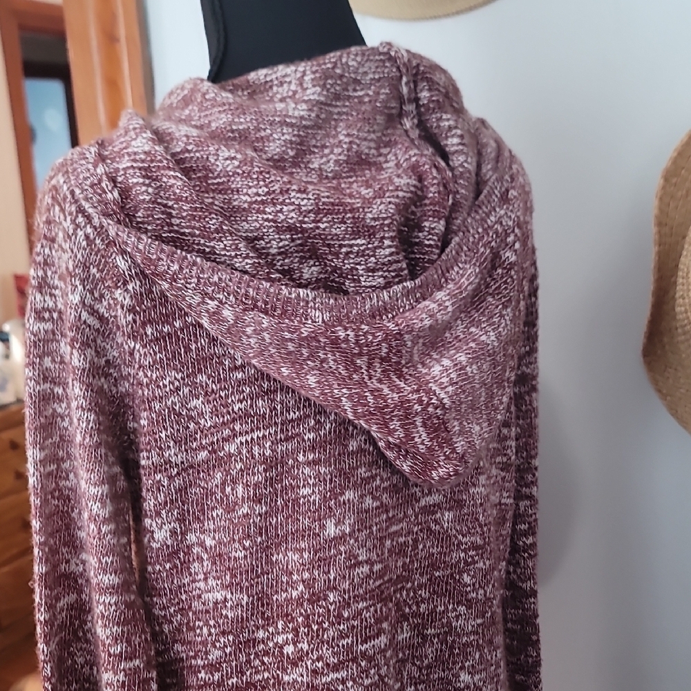 PrAna Maroon/Brown Knit Sweater With Hood - Picture 9 of 10